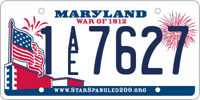 MD license plate 1AE7627