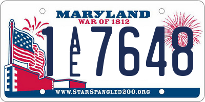 MD license plate 1AE7648