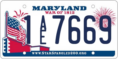MD license plate 1AE7669