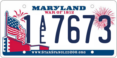 MD license plate 1AE7673