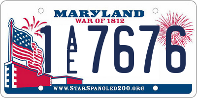 MD license plate 1AE7676