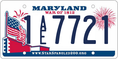MD license plate 1AE7721