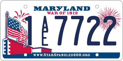 MD license plate 1AE7722