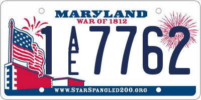 MD license plate 1AE7762