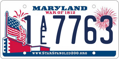 MD license plate 1AE7763