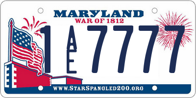 MD license plate 1AE7777