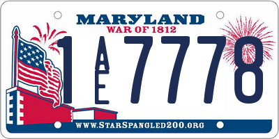 MD license plate 1AE7778