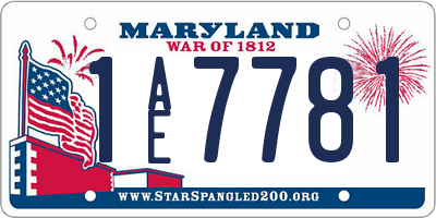MD license plate 1AE7781