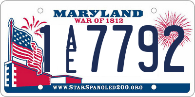 MD license plate 1AE7792