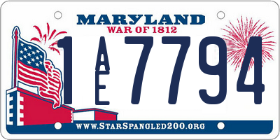 MD license plate 1AE7794
