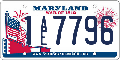 MD license plate 1AE7796