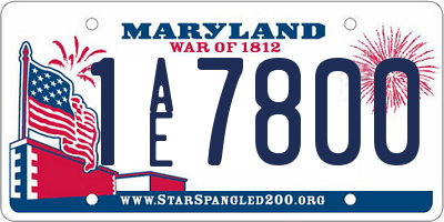 MD license plate 1AE7800