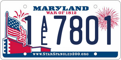 MD license plate 1AE7801