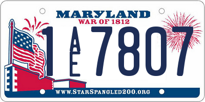 MD license plate 1AE7807