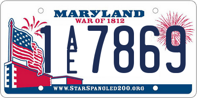 MD license plate 1AE7869