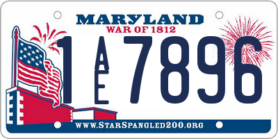 MD license plate 1AE7896