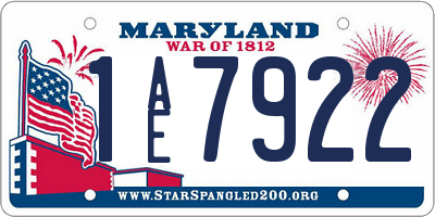 MD license plate 1AE7922