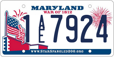 MD license plate 1AE7924