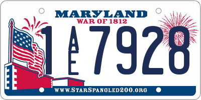 MD license plate 1AE7928