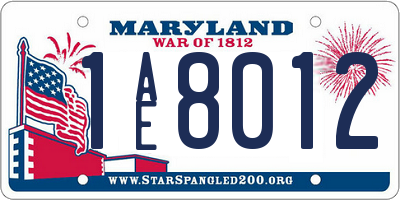 MD license plate 1AE8012