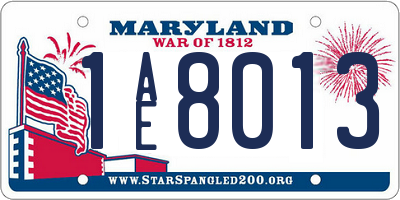 MD license plate 1AE8013