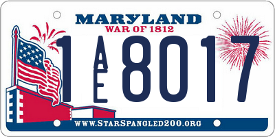 MD license plate 1AE8017