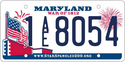 MD license plate 1AE8054