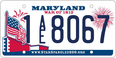 MD license plate 1AE8067