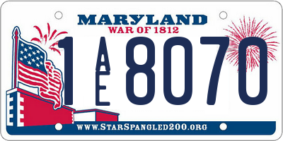 MD license plate 1AE8070