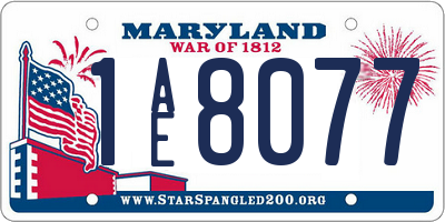 MD license plate 1AE8077