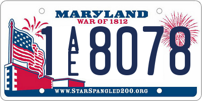 MD license plate 1AE8078