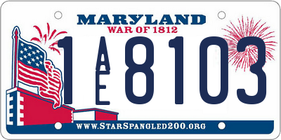 MD license plate 1AE8103