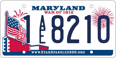 MD license plate 1AE8210