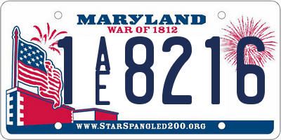 MD license plate 1AE8216