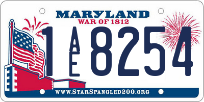 MD license plate 1AE8254