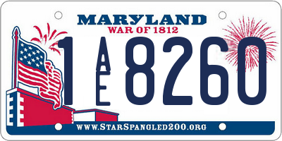 MD license plate 1AE8260