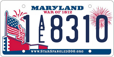 MD license plate 1AE8310