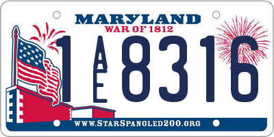 MD license plate 1AE8316