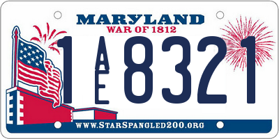 MD license plate 1AE8321