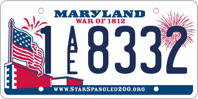 MD license plate 1AE8332