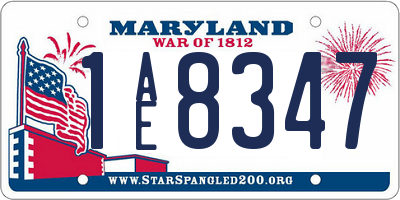 MD license plate 1AE8347