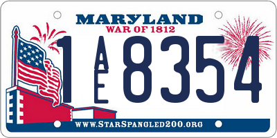 MD license plate 1AE8354