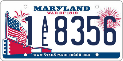 MD license plate 1AE8356