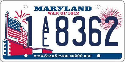 MD license plate 1AE8362