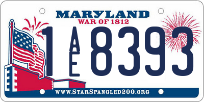 MD license plate 1AE8393