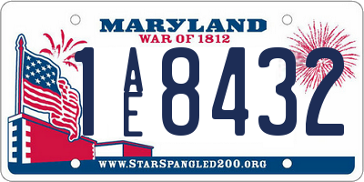 MD license plate 1AE8432