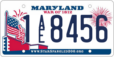 MD license plate 1AE8456