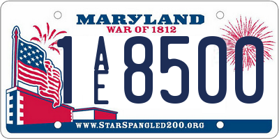 MD license plate 1AE8500