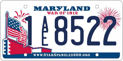 MD license plate 1AE8522
