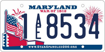 MD license plate 1AE8534